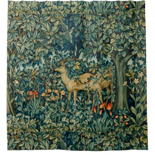 Rideaux De Douche VERDURE, ANIMAUX FORESTIERS, DOES, OISEAUX Floral (Devant)
