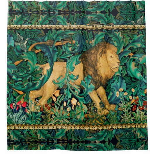 Rideaux De Douche VERDURE, ANIMAUX FORESTIERS LION Floral (Devant)