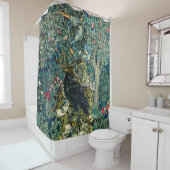 RIDEAUX DE DOUCHE VERDURE, ANIMAUX FORESTIERS, RAVÉS EN FLORAL VERT (En situation)