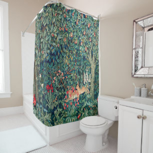 Rideaux De Douche VERDURE, Hares FORESTIERS, Hares Floral vert