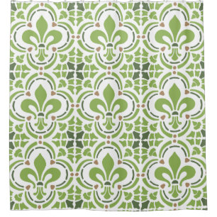 Rideaux De Douche Verdure moderne Green Fleur de Lis Quatrefoil