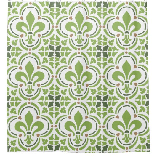 Rideaux De Douche Verdure moderne Green Fleur de Lis Quatrefoil (Devant)