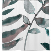 Rideaux De Douche Verdure rustique Bleue Botanique Feuille Aquarelle (Devant)