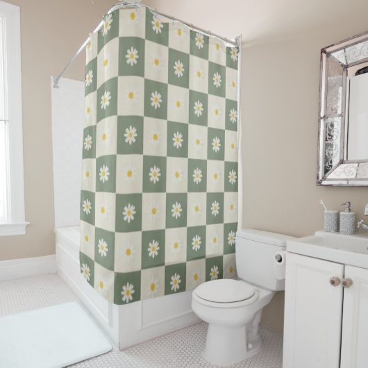 Rideaux De Douche Vérifications & Marguerites (En situation)