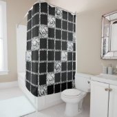 Rideaux De Douche vérifier le motif noir blanc (En situation)