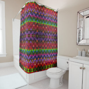 Rideaux De Douche Verre Abstrait en mosaïque colorée