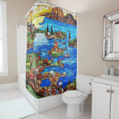Rideaux De Douche Verre de mosaïque de la mer Méditerranée (En situation)
