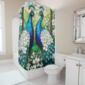 Rideaux De Douche Verre Peacock Cute Imaginaire (En situation)
