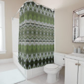 Rideaux De Douche Vert Avec Motif Gris (En situation)