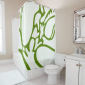 Rideaux De Douche Vert Avocado et blanc céramique (En situation)