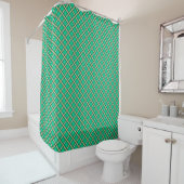 Rideaux De Douche Vert beige, motif plaid (En situation)