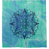 Rideaux De Douche Vert bleu Abstrait Mandala Zen (Devant)