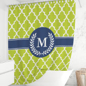 Rideaux De Douche Vert Citron et Marin Monogramme Marocain