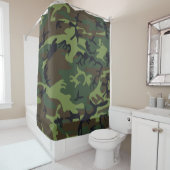 Rideaux De Douche Vert clair, Vert foncé, Camouflage noir (En situation)