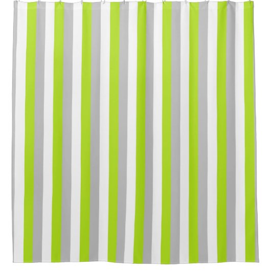 Rideaux De Douche Vert de chaux vertical, argent et rayures blanches (Devant)