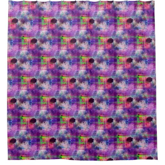 Rideaux De Douche Vert de conception, aquarelle pourpre de texture (Devant)