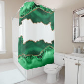 Rideaux De Douche Vert d'émeraude avec Agate d'or métallique (En situation)