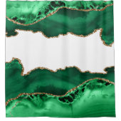 Rideaux De Douche Vert d'émeraude avec Agate d'or métallique (Devant)