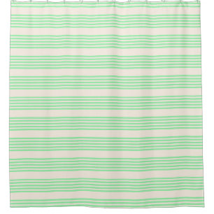 Rideaux De Douche Vert et beige cinq rayures motif