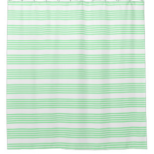 Rideaux De Douche Vert et blanc cinq bandes motif