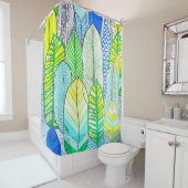Rideaux De Douche Vert Jaune mignon Moderne Tropical Boho Feuille (En situation)