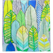 Rideaux De Douche Vert Jaune mignon Moderne Tropical Boho Feuille (Devant)