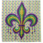 Rideaux De Douche Vert jaune pourpre Mardi Gras fleur de lis (Devant)