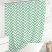 Rideaux De Douche Vert Menthe et Chevron Blanc