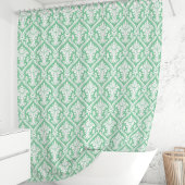 Rideaux De Douche Vert Menthe et Damassé Blanc