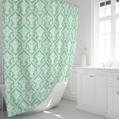 Rideaux De Douche Vert Menthe et Damassé Blanc