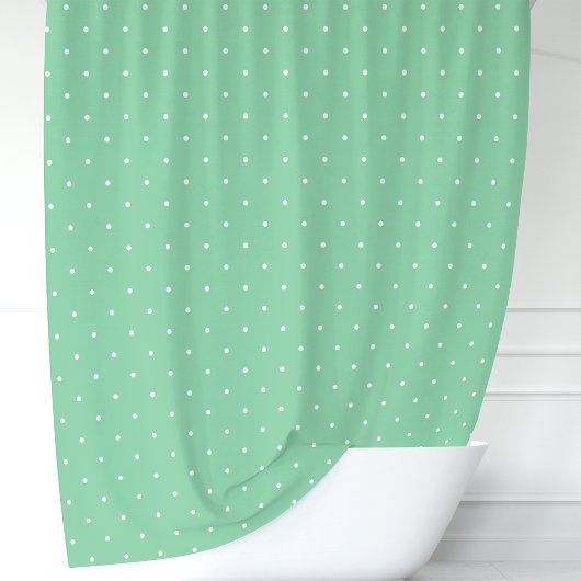 Rideaux De Douche Vert Menthe et Points Blancs