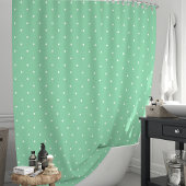 Rideaux De Douche Vert Menthe et Points Blancs