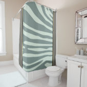Rideaux De Douche vert menthe, noir et vert menthe (En situation)