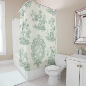 Rideaux De Douche Vert menthe Toile Motif floral et oiseaux (En situation)