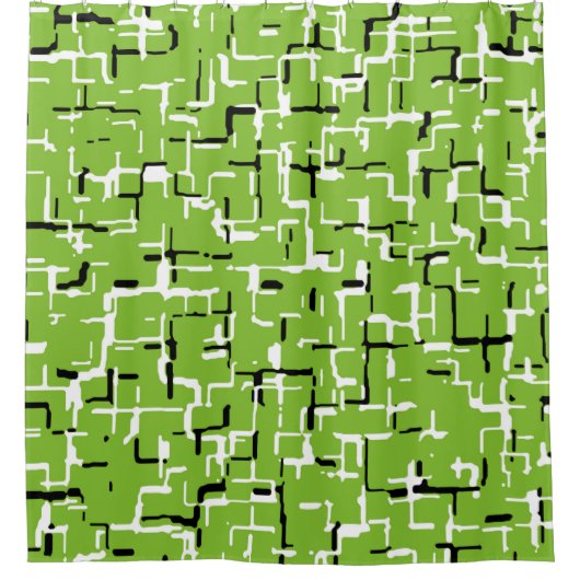 Rideaux De Douche Vert noir blanc Motif moderne (Devant)