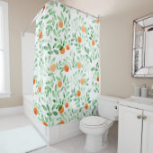 Rideaux De Douche Vert orange Tangerine Provence Aquarelle (En situation)