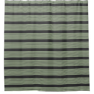 Rideaux De Douche Vert pâle et charbon cinq bandes motif