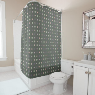 Rideaux De Douche Vert, rose, violet, points bleus