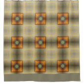 Rideaux De Douche Vert sauge abstrait moderne avec carrés oranges (Devant)