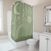 Rideaux De Douche Vert sauge Boho (En situation)