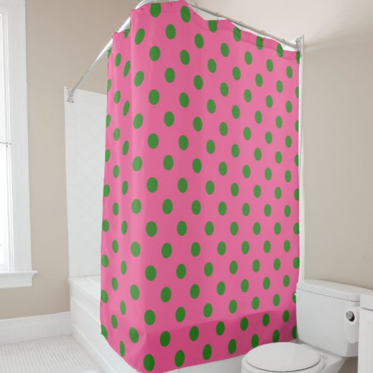 Rideaux De Douche Vert sur rose Pois Design Motif