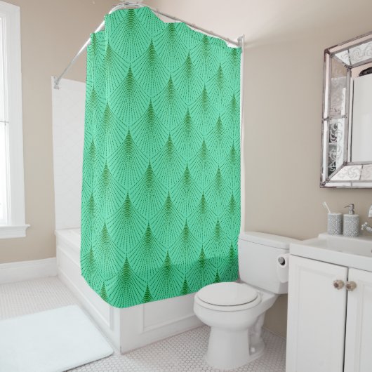 Rideaux De Douche Vert sur vert art déco sans couture motif (En situation)