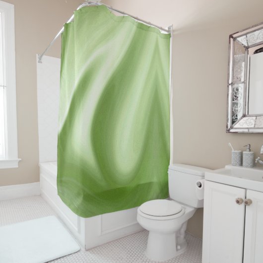 Rideaux De Douche Vert tourbillonnant (En situation)