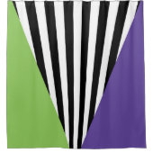 Rideaux De Douche Vert Violet Noir & Blanc Rayures Fantaisistes (Devant)