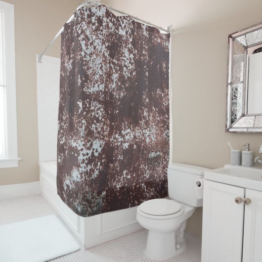 Rideaux De Douche Very old rusted sheet iron. Textured metal surface (En situation)