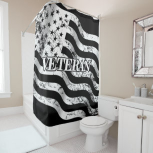 Rideaux De Douche Vétéran USA - vintage blanc