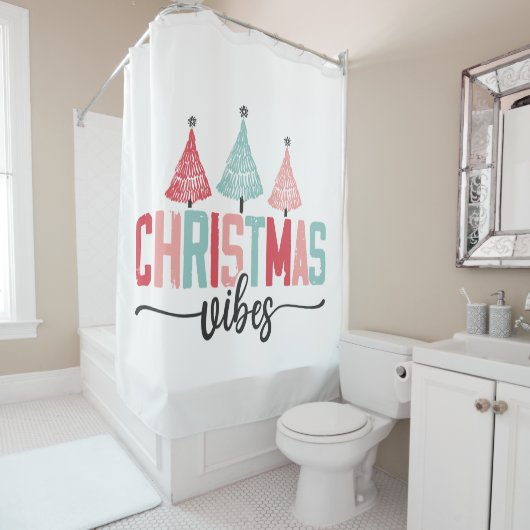 Rideaux De Douche Vibes de Noël - Festive Tree Design (En situation)