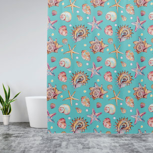 Rideaux De Douche Vibes de plage Motif Seashell & Starfish