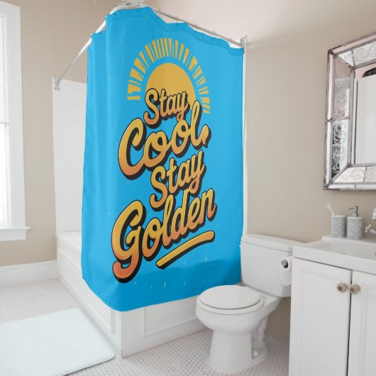 Rideaux De Douche Vibes d'or - Restez Cool, Restez doré (En situation)