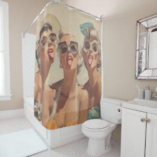 Rideaux De Douche Vibes Rétro Pin-Up de Plage